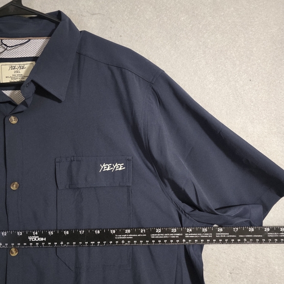 NWT Yee Yee Mens Navy The Maverick Button Up S/S Shirt Vented Size XXL - Picture 3 of 9